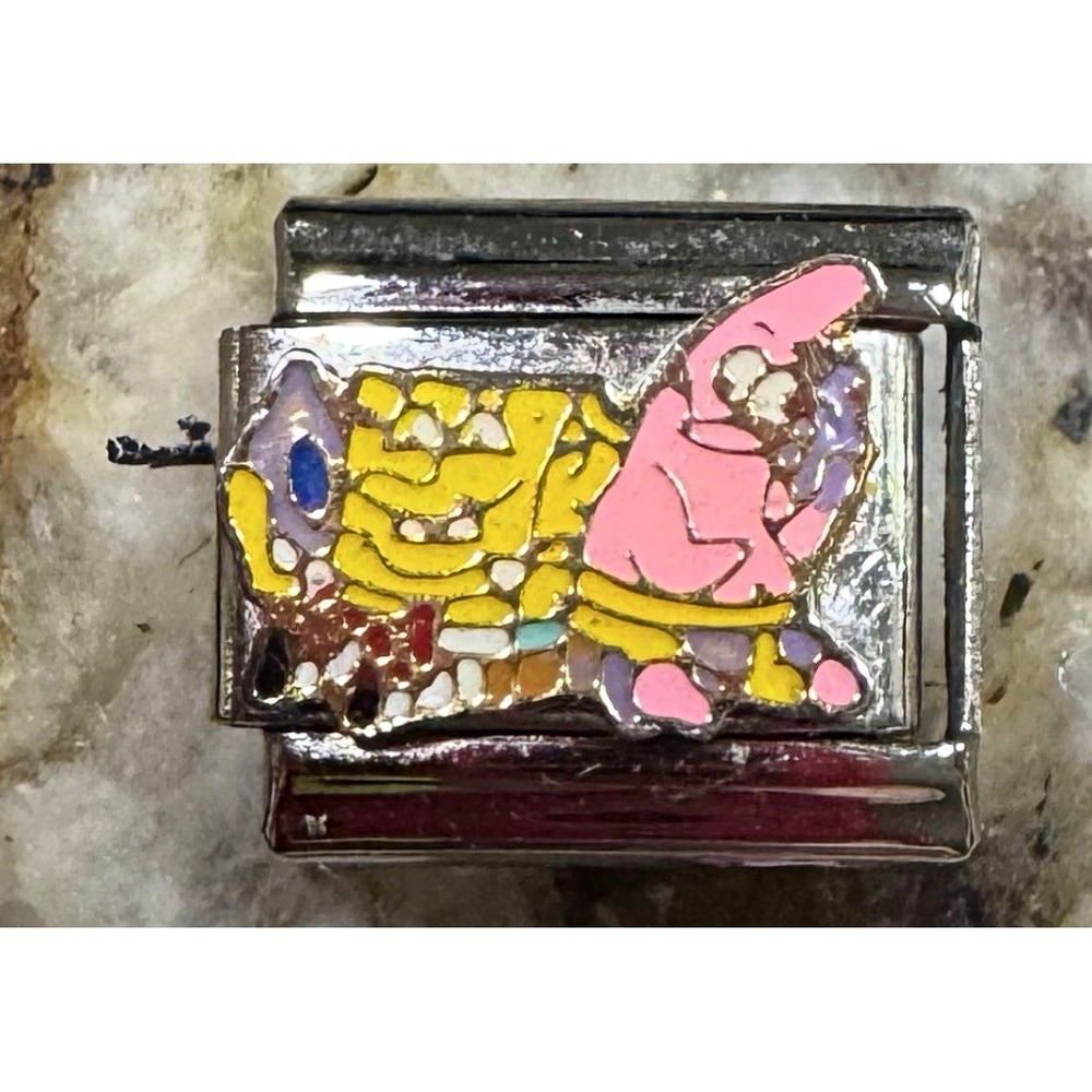 SpongeBob SquarePants & Patrick Italian Charm Bracelet Link – Enamel Modular 9mm